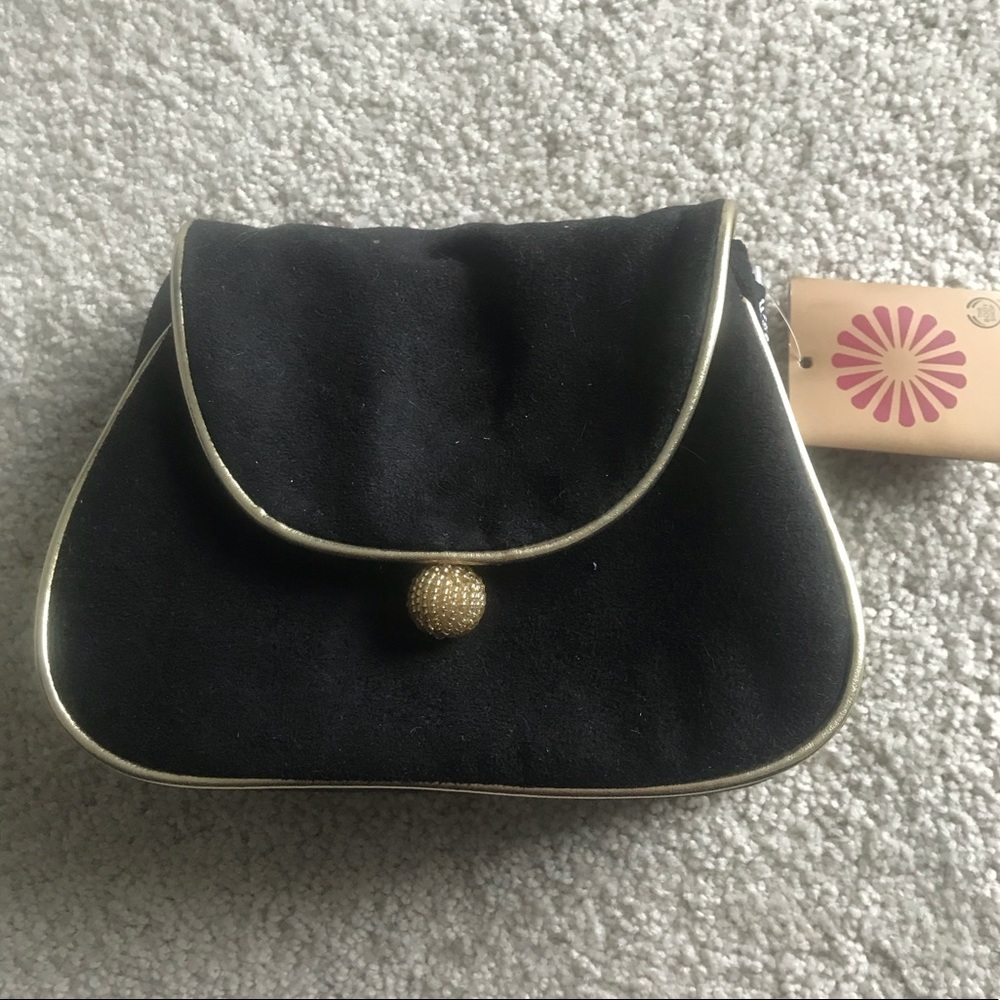 Body Shop Black Suede Cosmetic Bag NWT